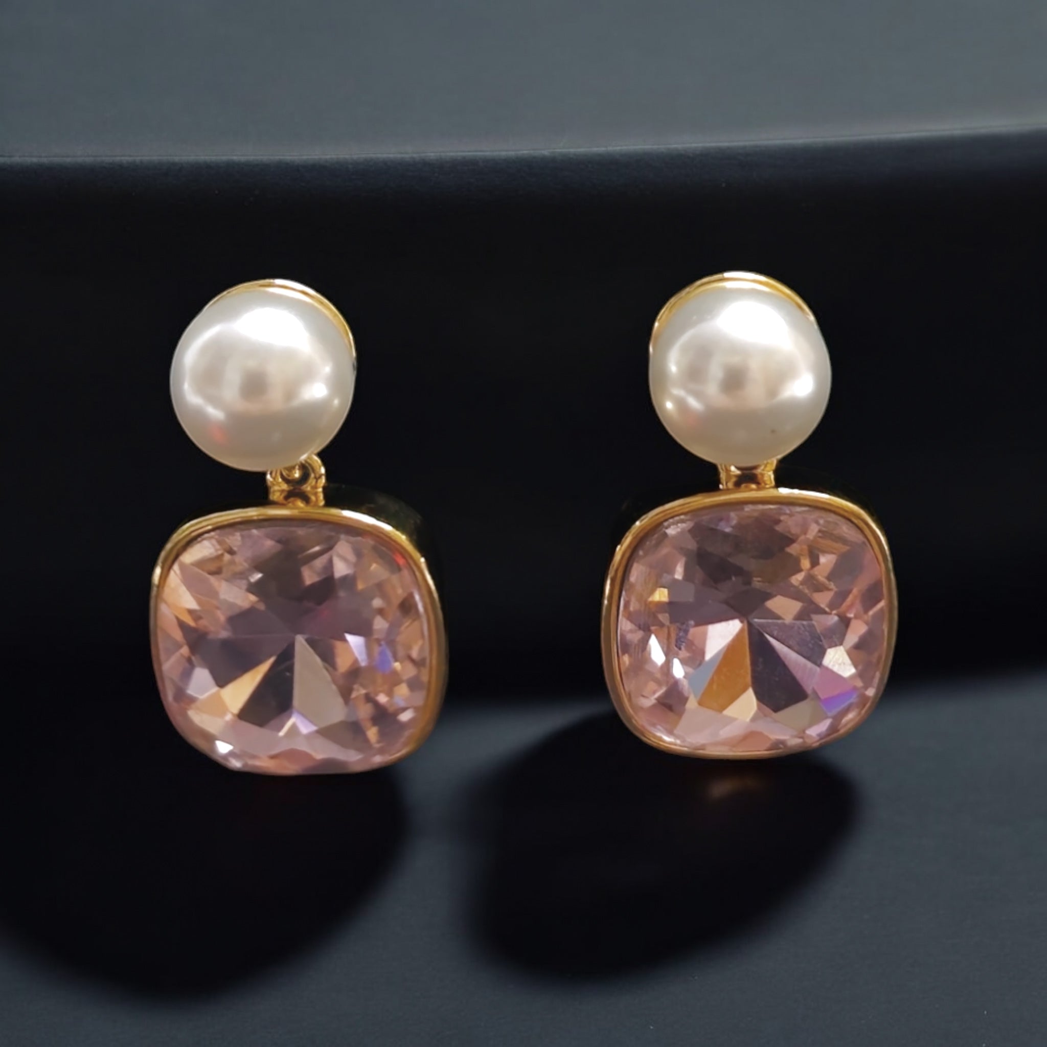 FW Pink Stone Pearl Earring