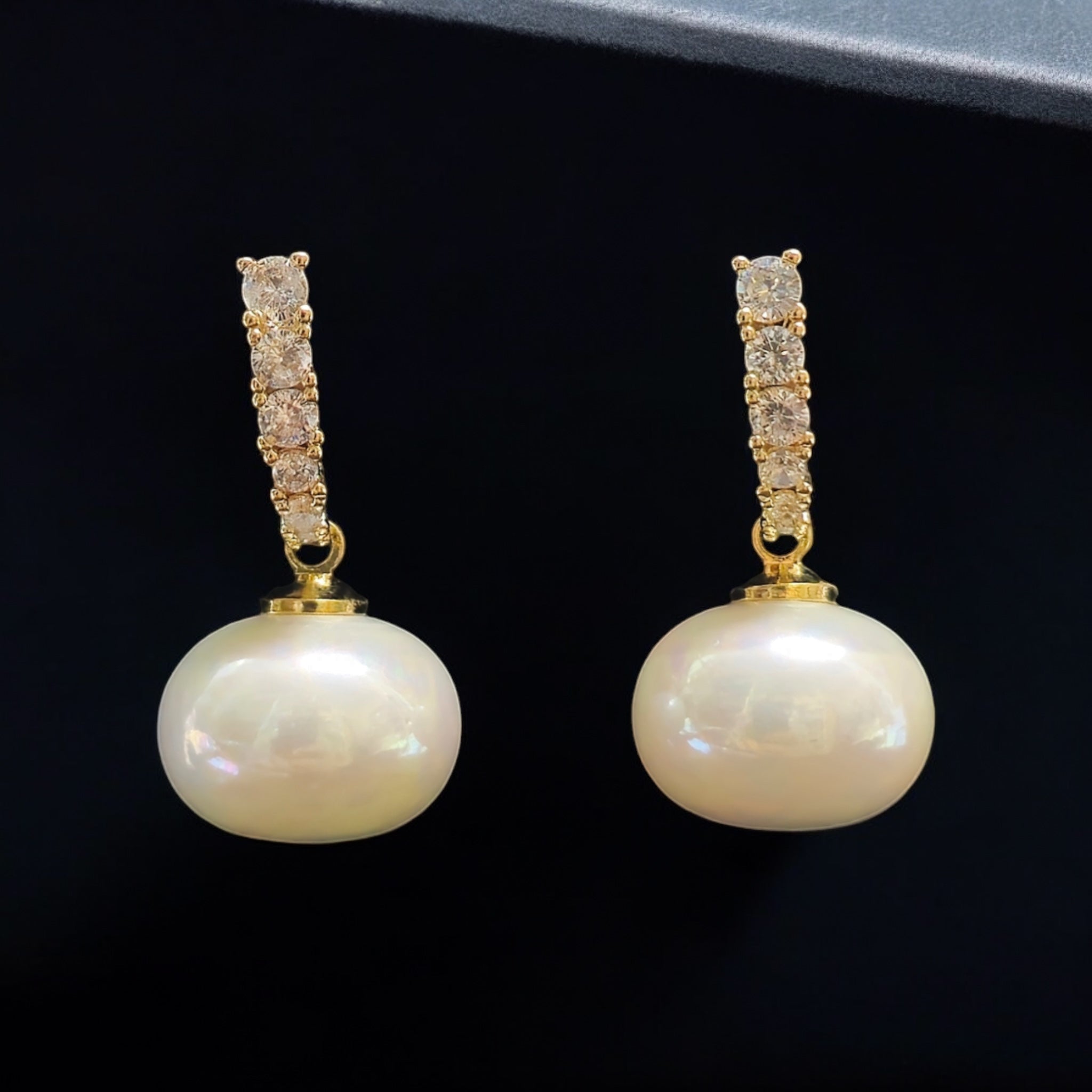 FW White Pearl AD Stone Dangling Earring