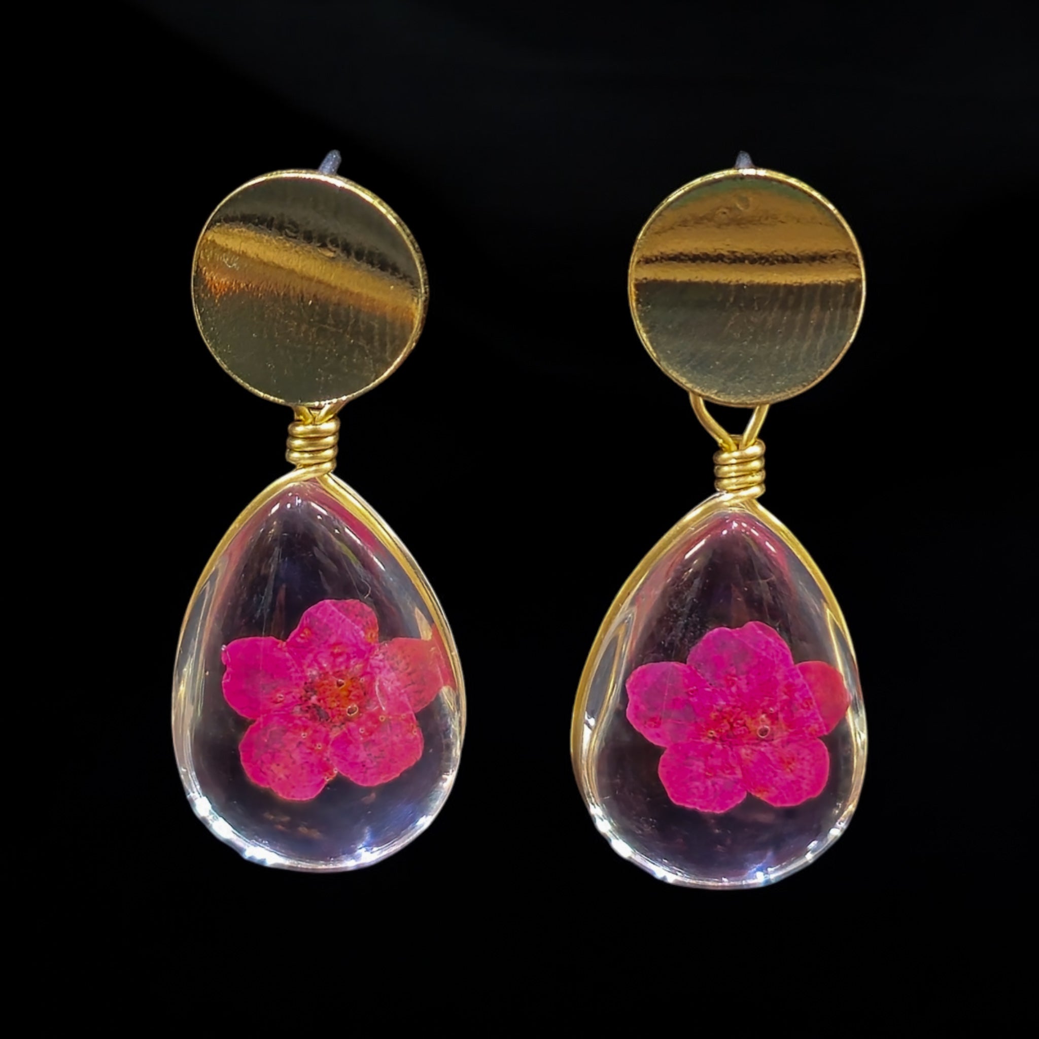 FW pink Flower Design Earring