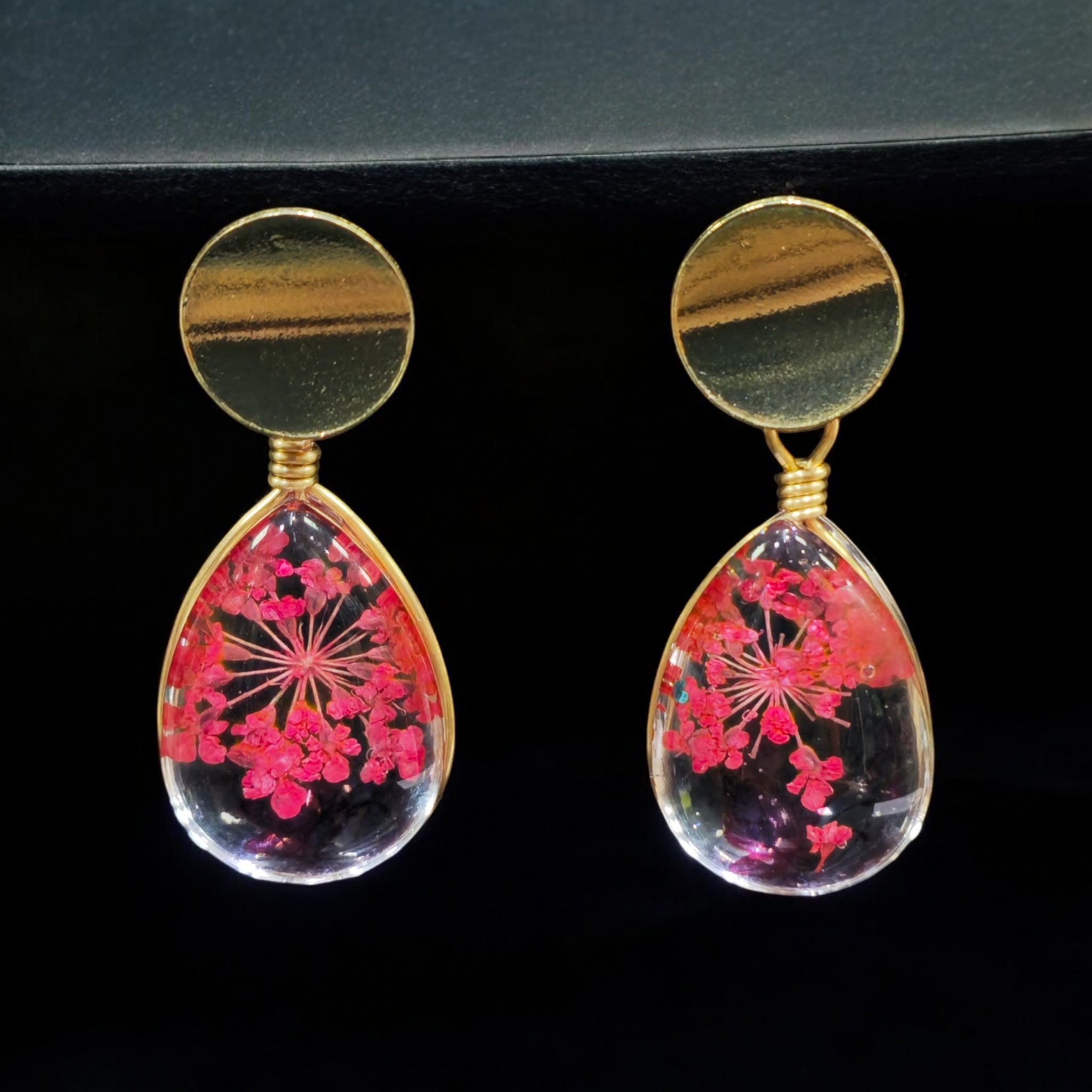 FW Red Flower Design Earring