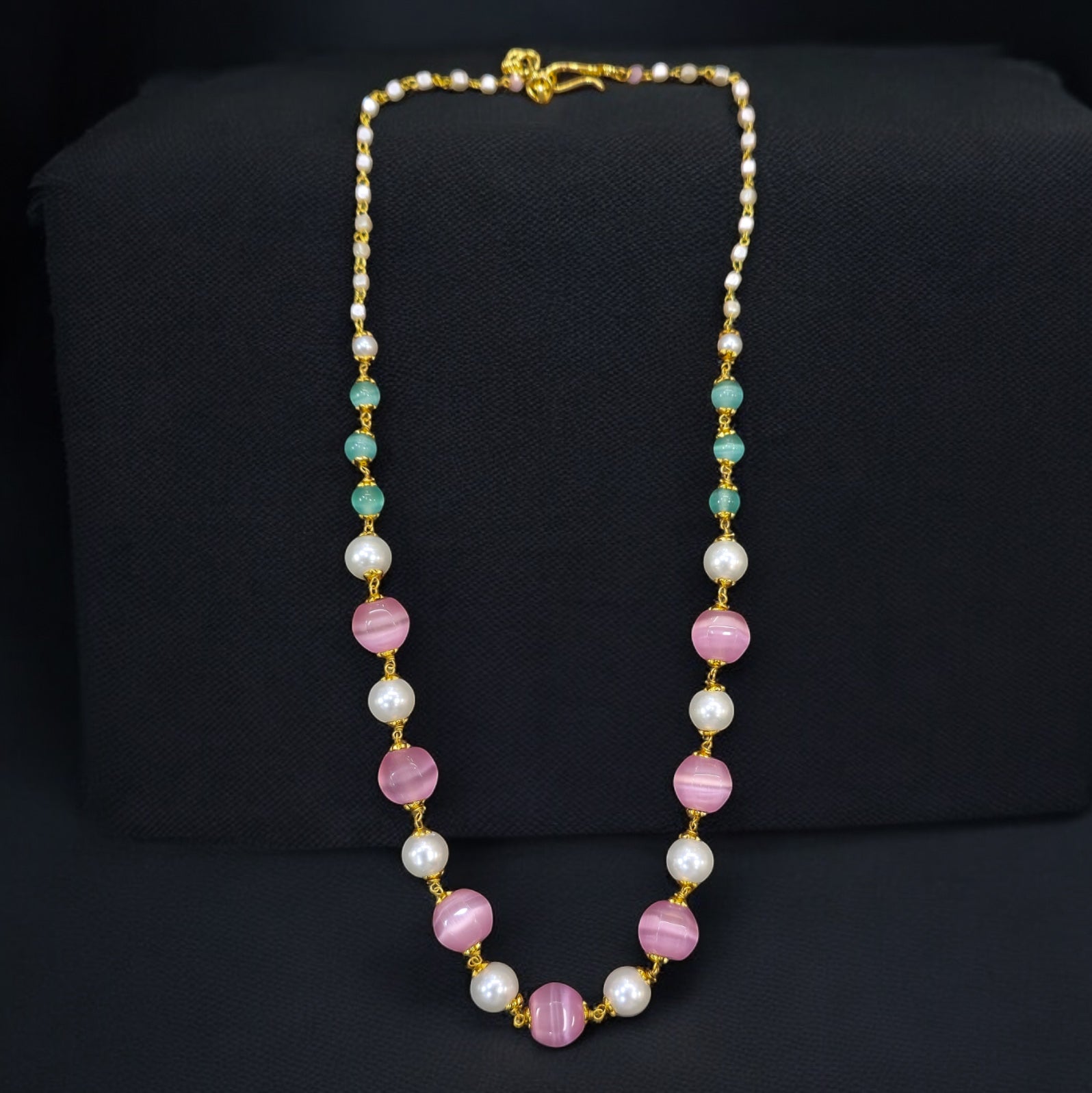 FW Mintpink Pearl Mala with Earring