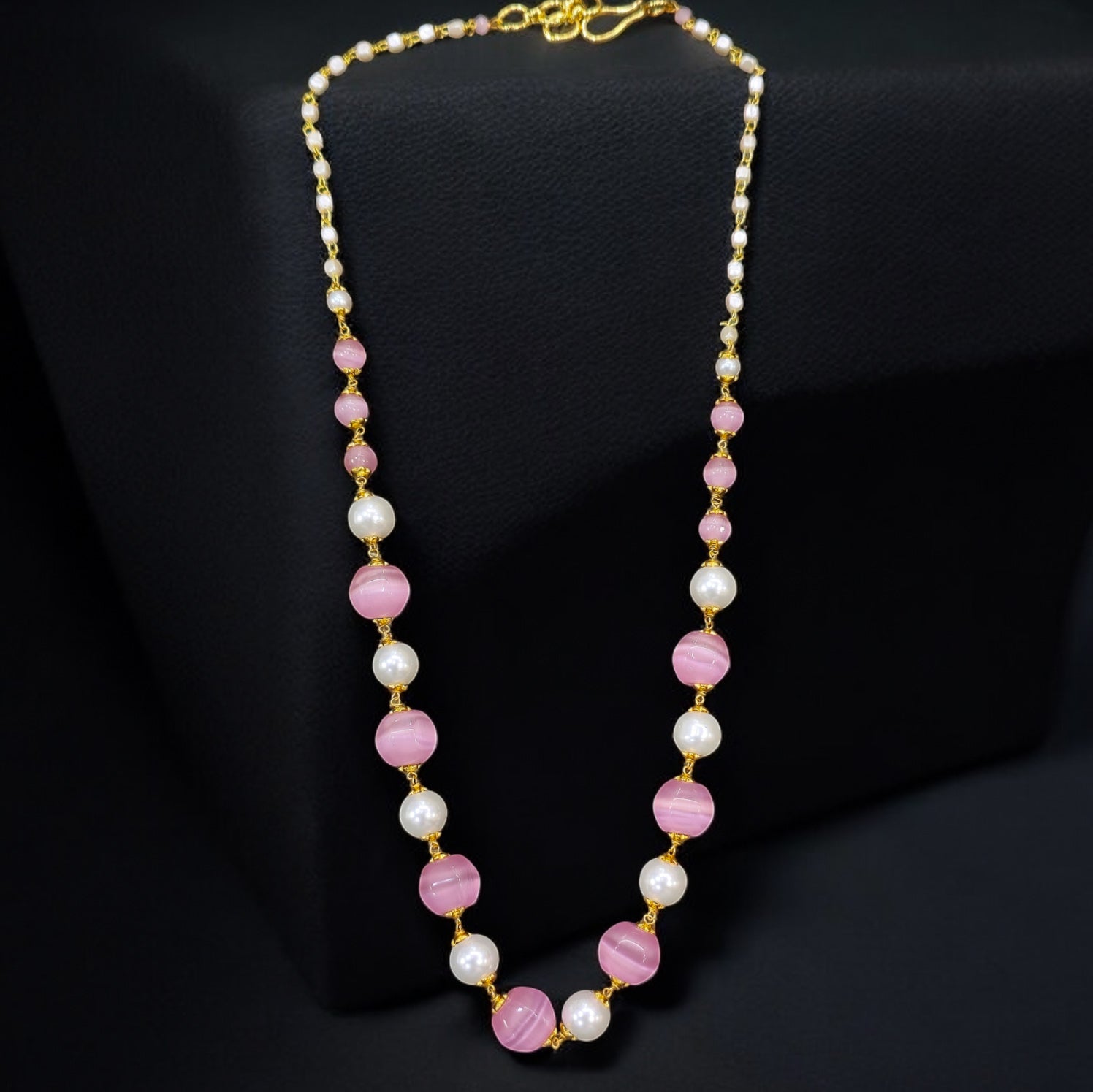 FW Pink Pearl Mala with Earring with Earrings