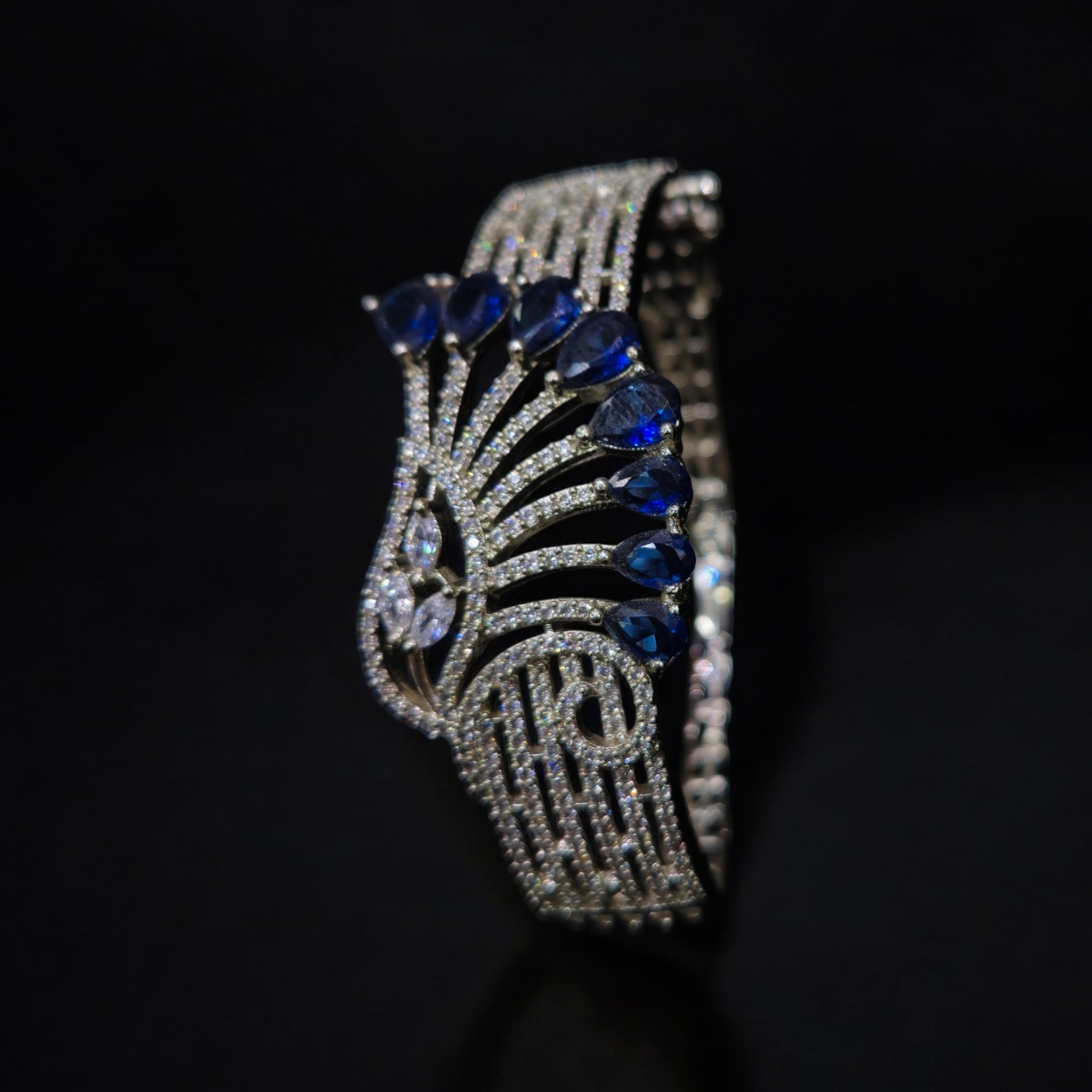 FW Blue Rhodium Plated AD Kada