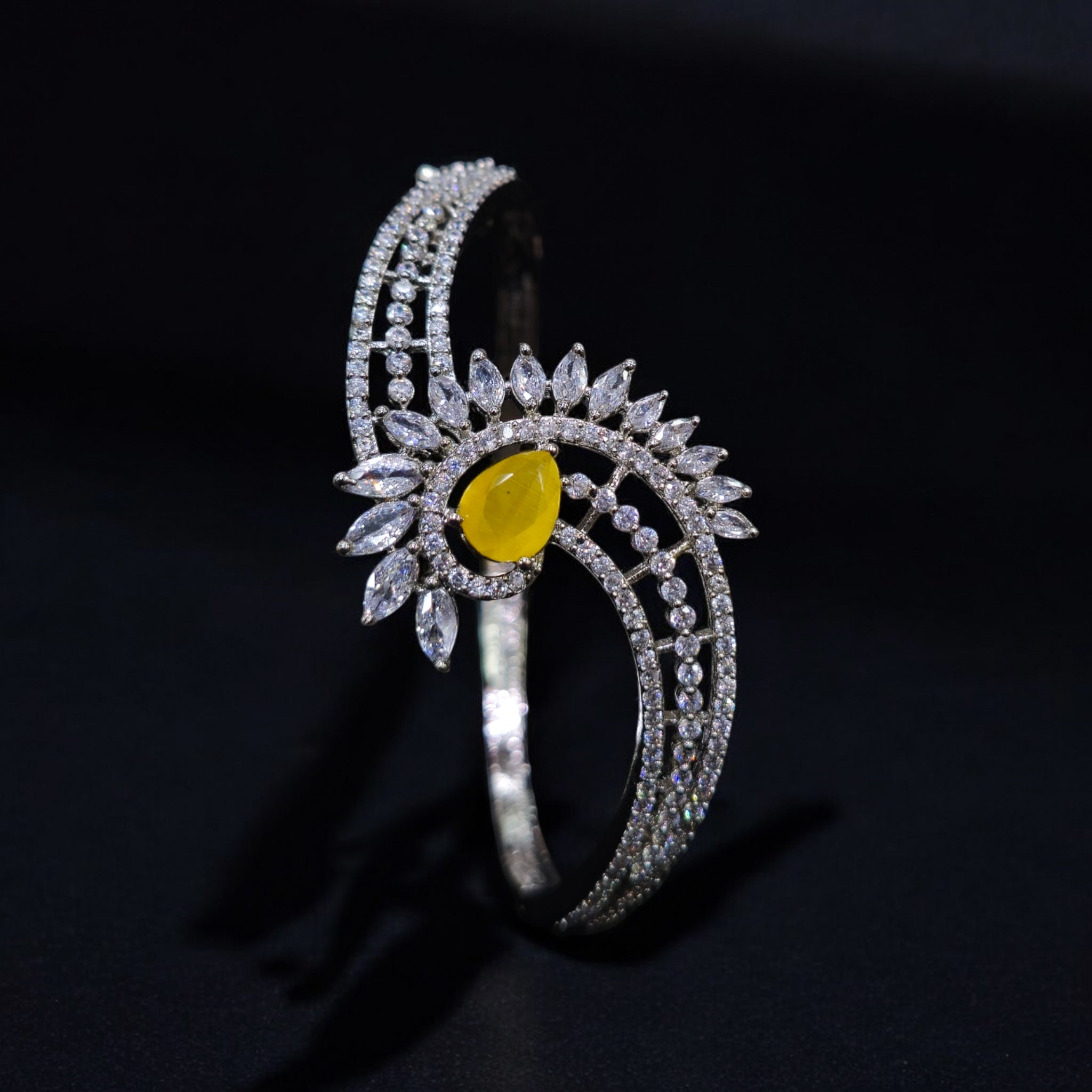 FW Yellow CZ Rhodium Plated Kada