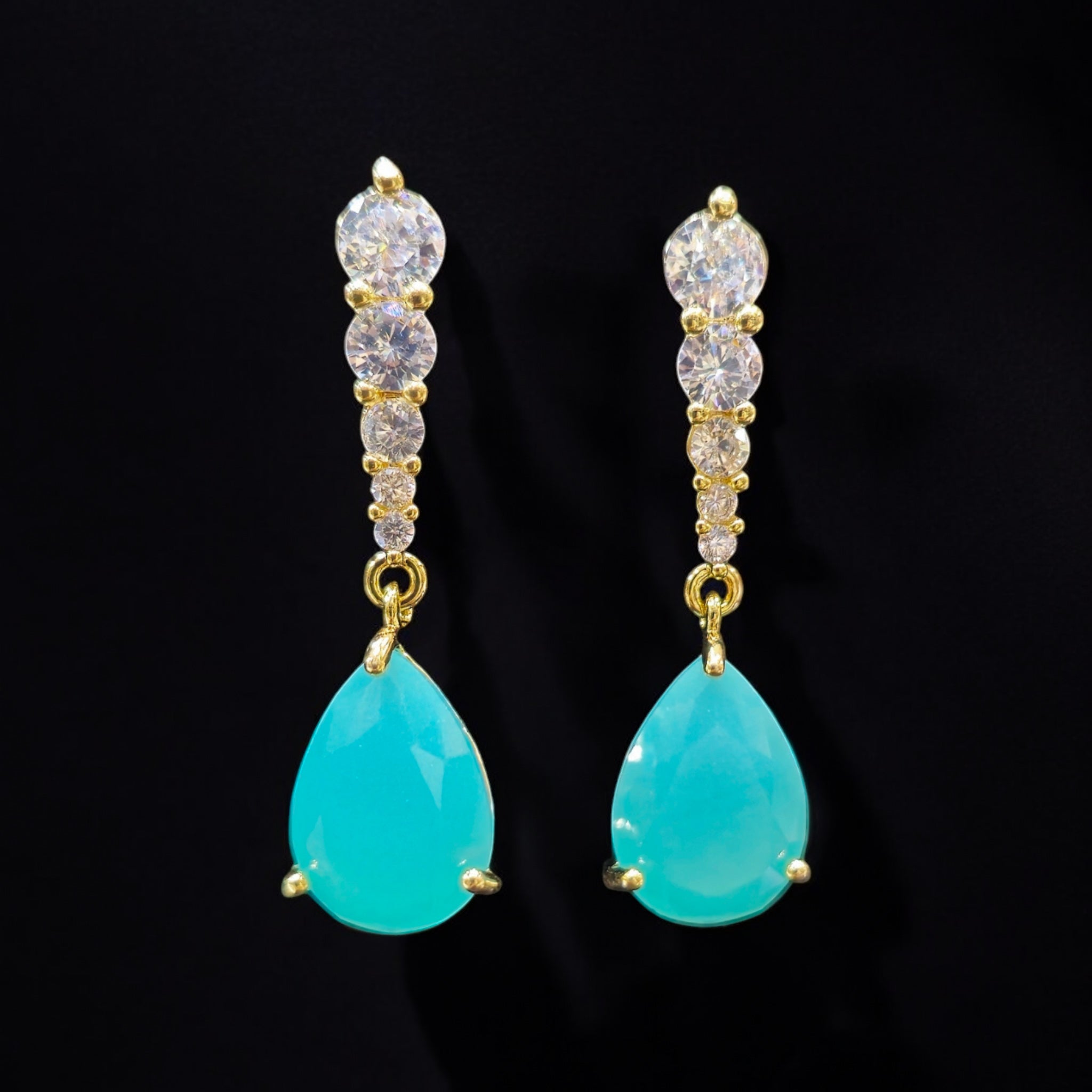 FW Blue AD Gold Plated Earrings