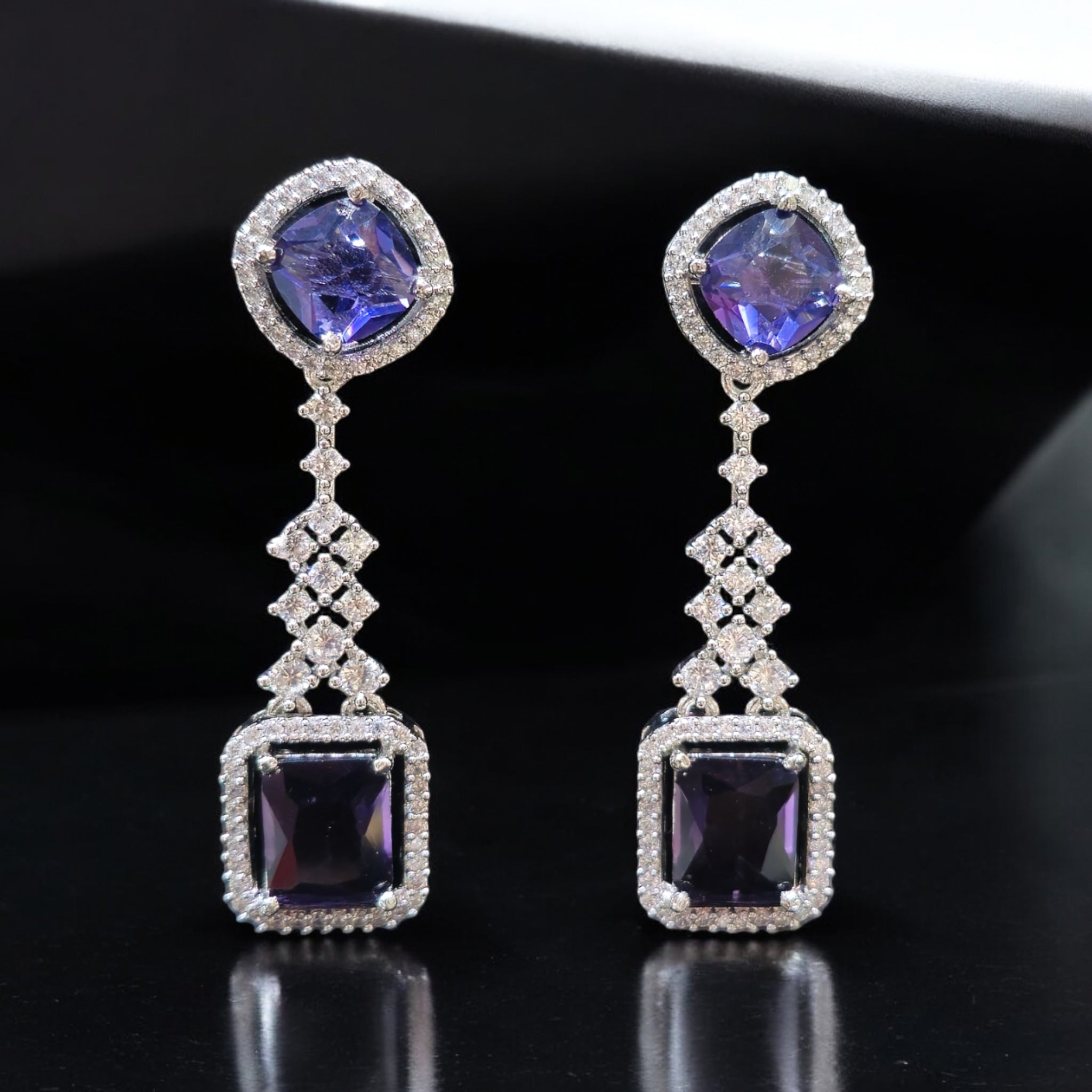 FW Purple AD Rhodium Plated Earring