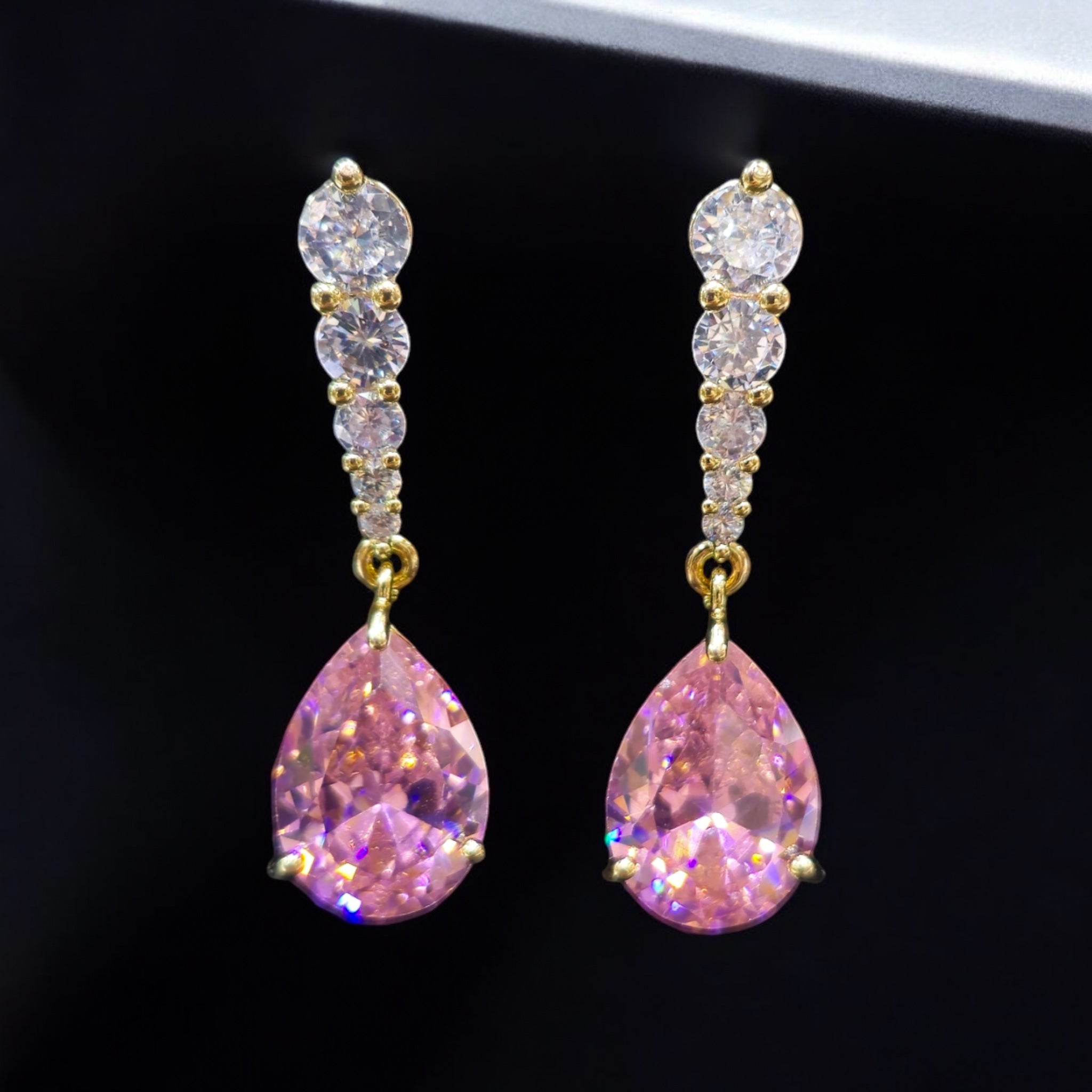 FW Pink AD Gold Plated Earrings