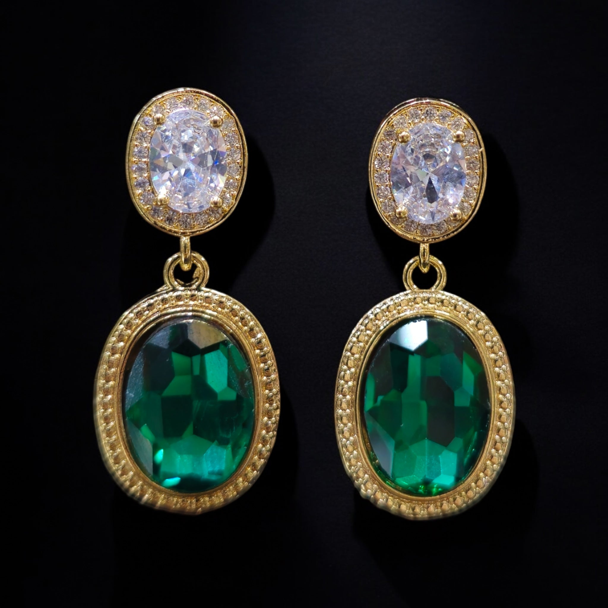 FW Green AD Gold Plated Earrings