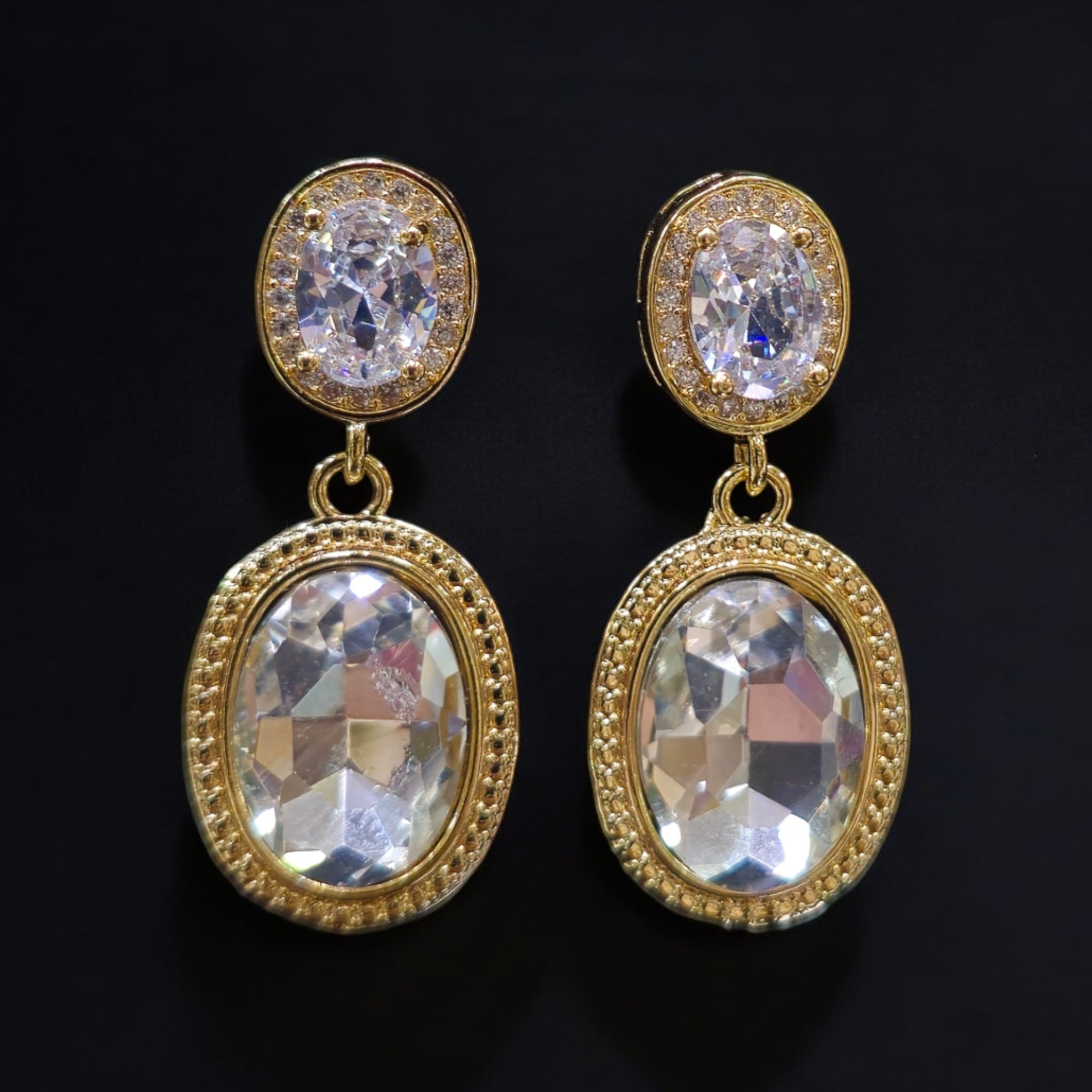 FW White AD Gold Plated Earrings