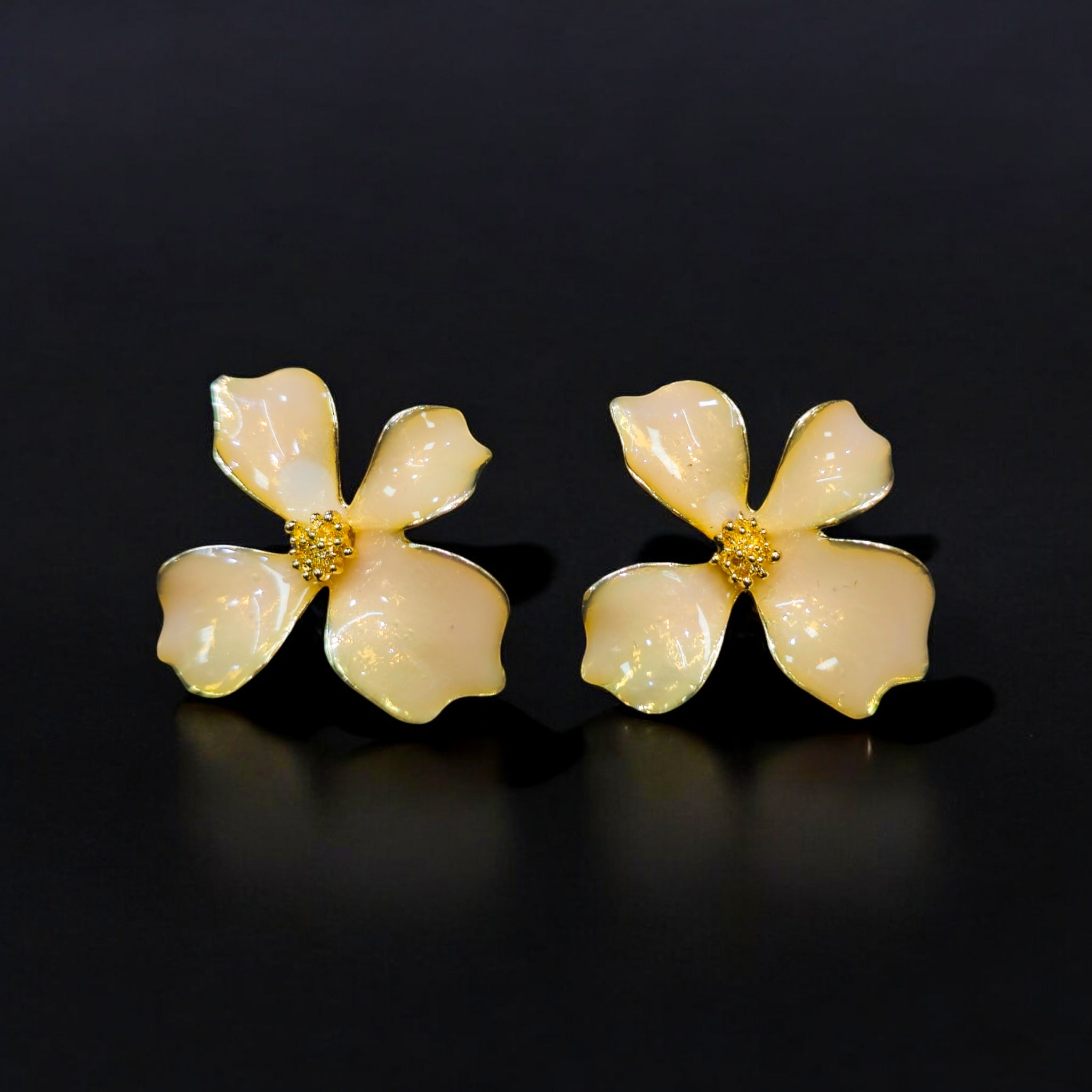 FW Beige Color Flower Stud