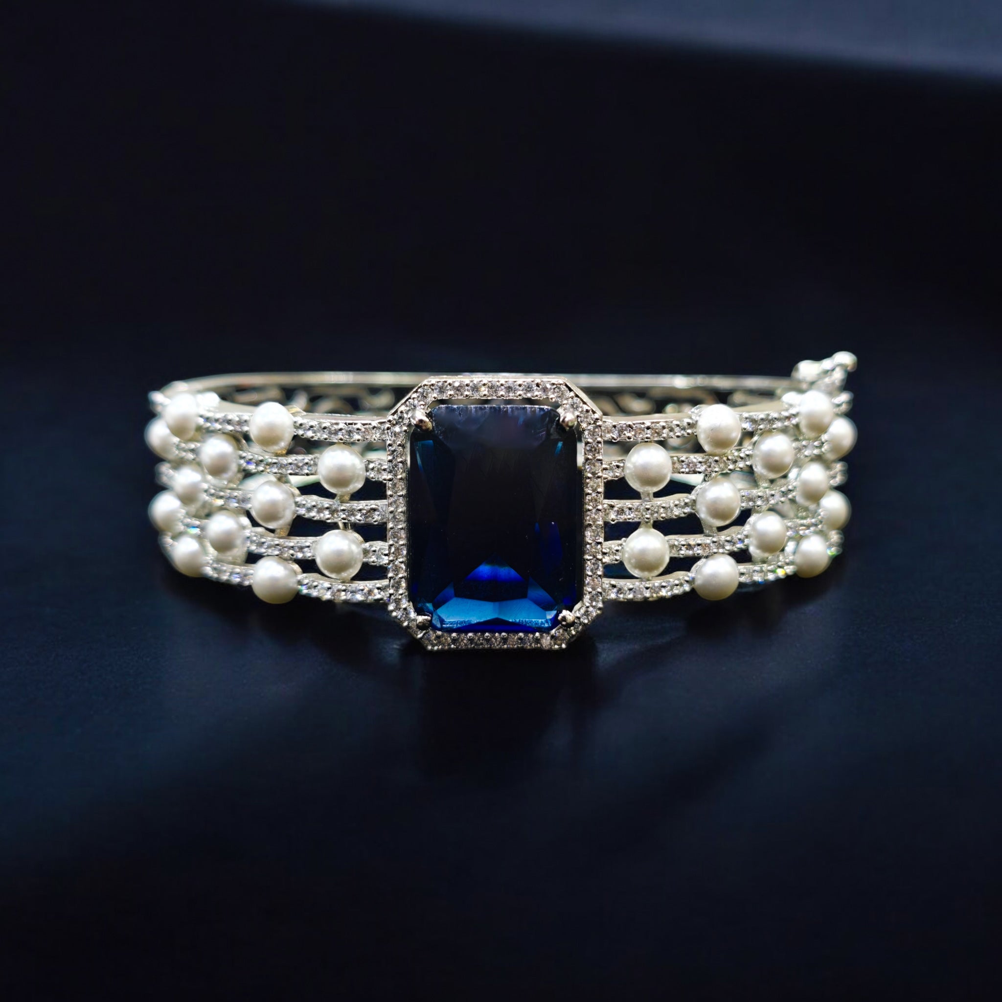 FW Blue AD Pearl Rhodium Plated Kada