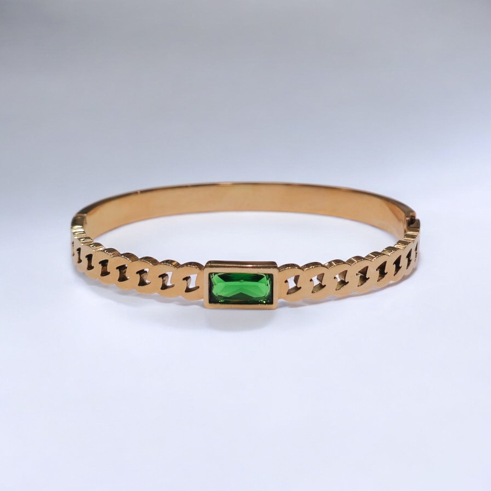 FW Emerald Stone Rosegold Anti Tarnish Kada