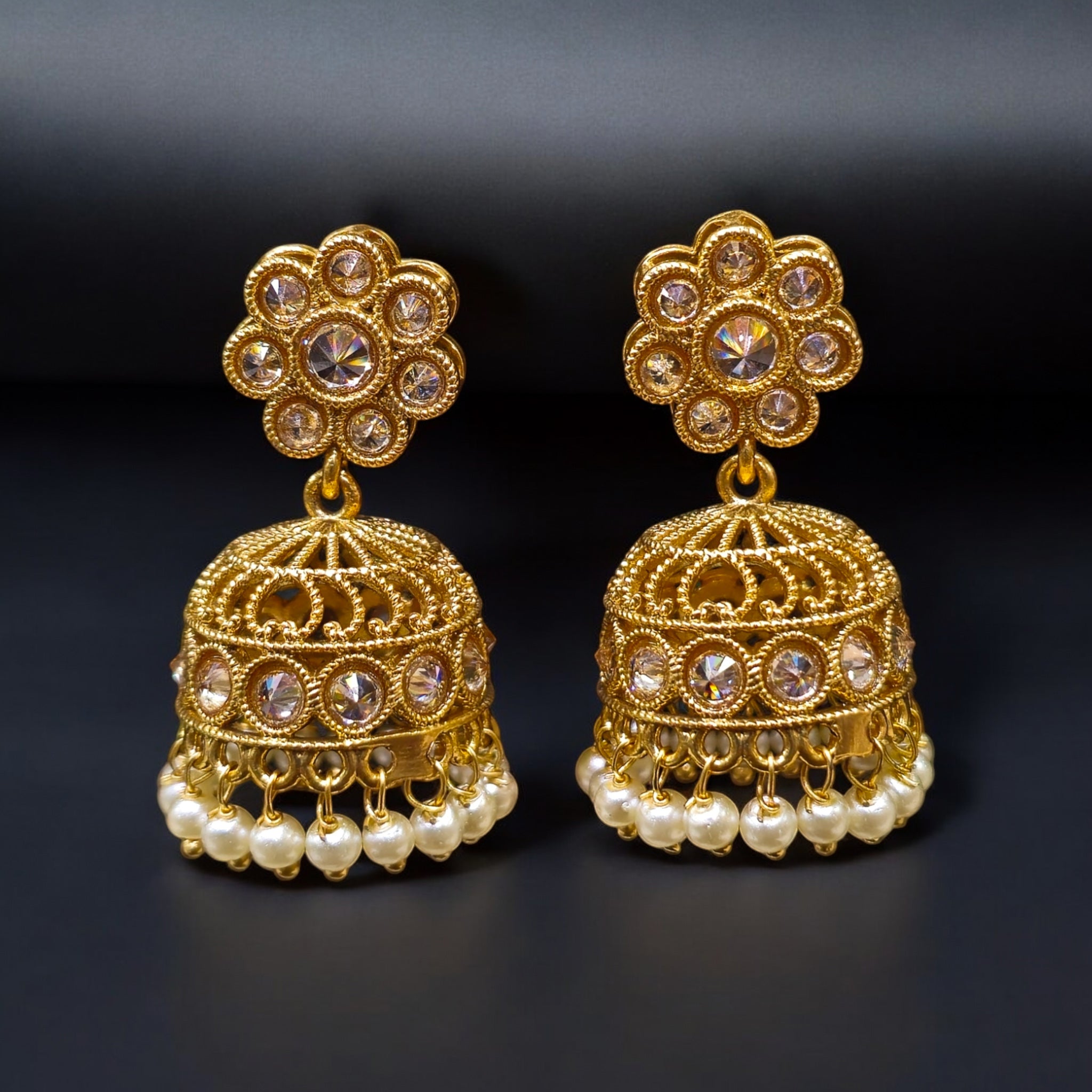 FW LCT Stone Gold Plated Jhumka