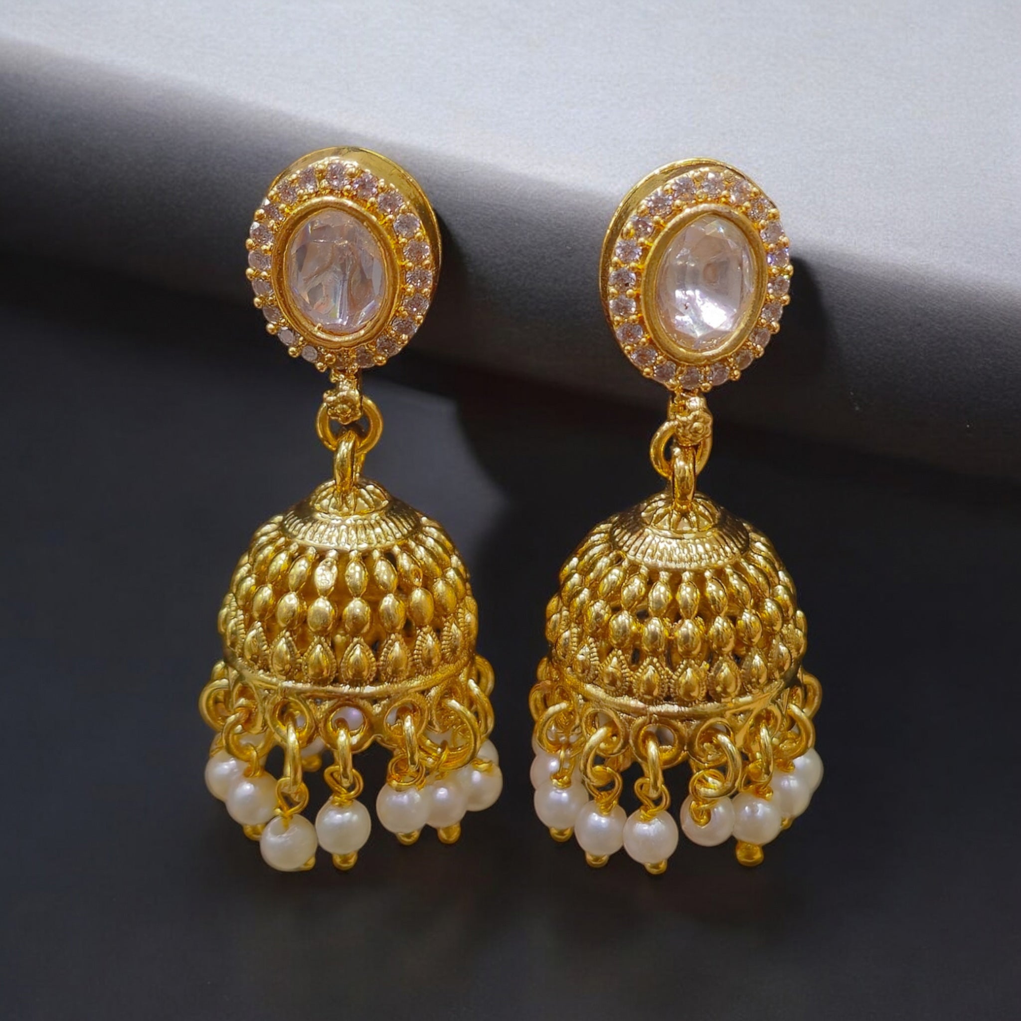 FW LCT Stone Gold Plated Jhumka