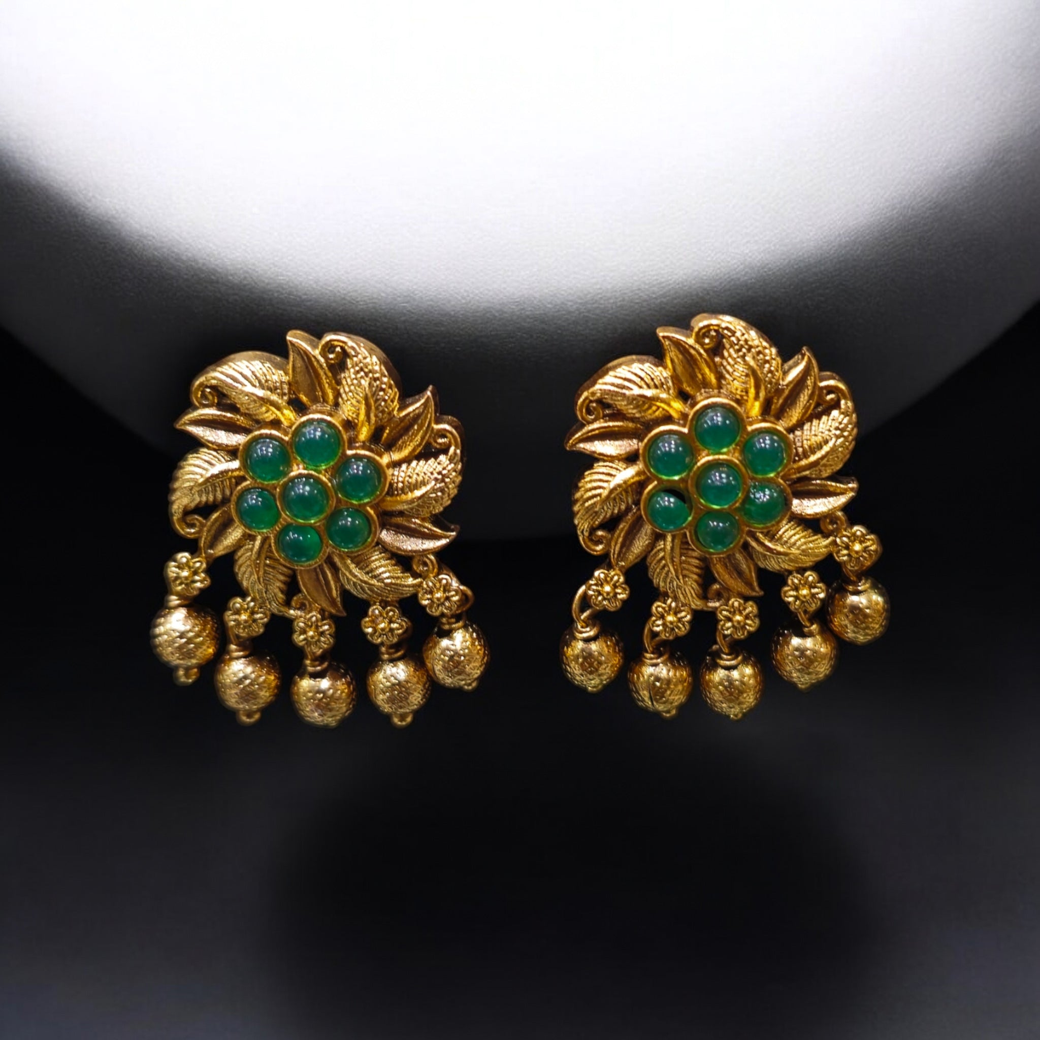 FW Green Matt Gold Plated Earring