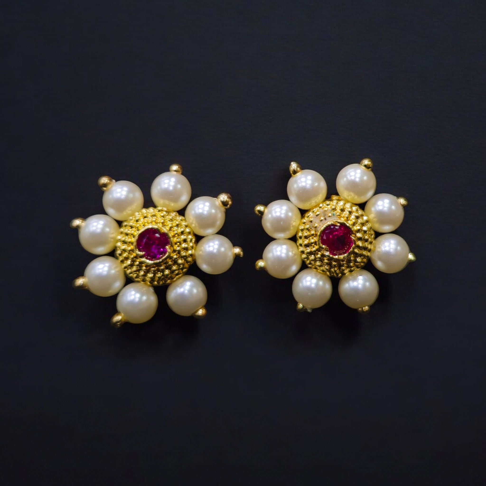 FW Ruby White Pearl Studs