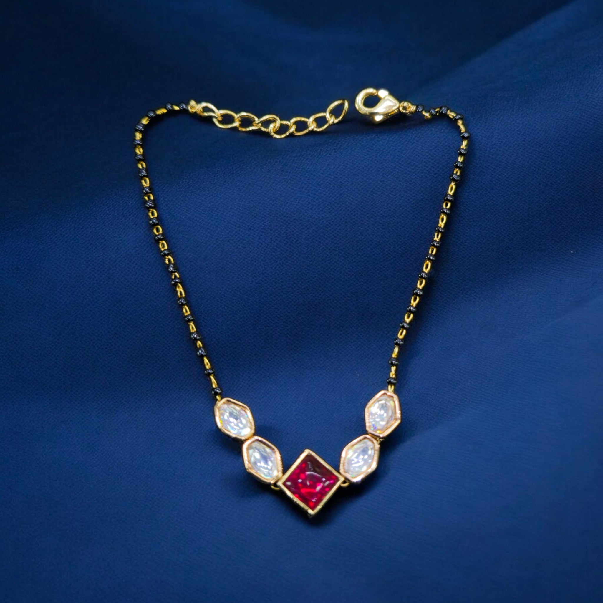 FW Maroon Kundan Mangalsutra Bracelet