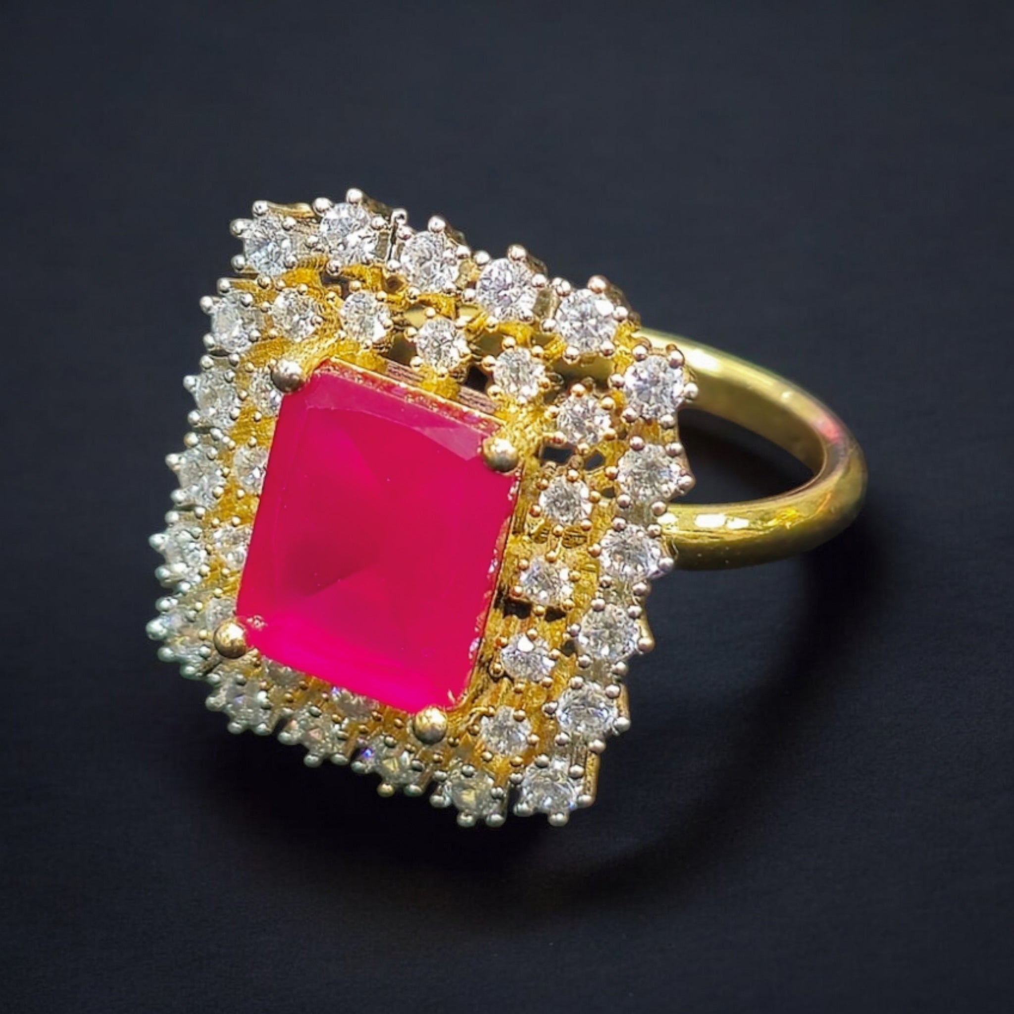 FW Ruby Stone Golden Adjustable AD Ring