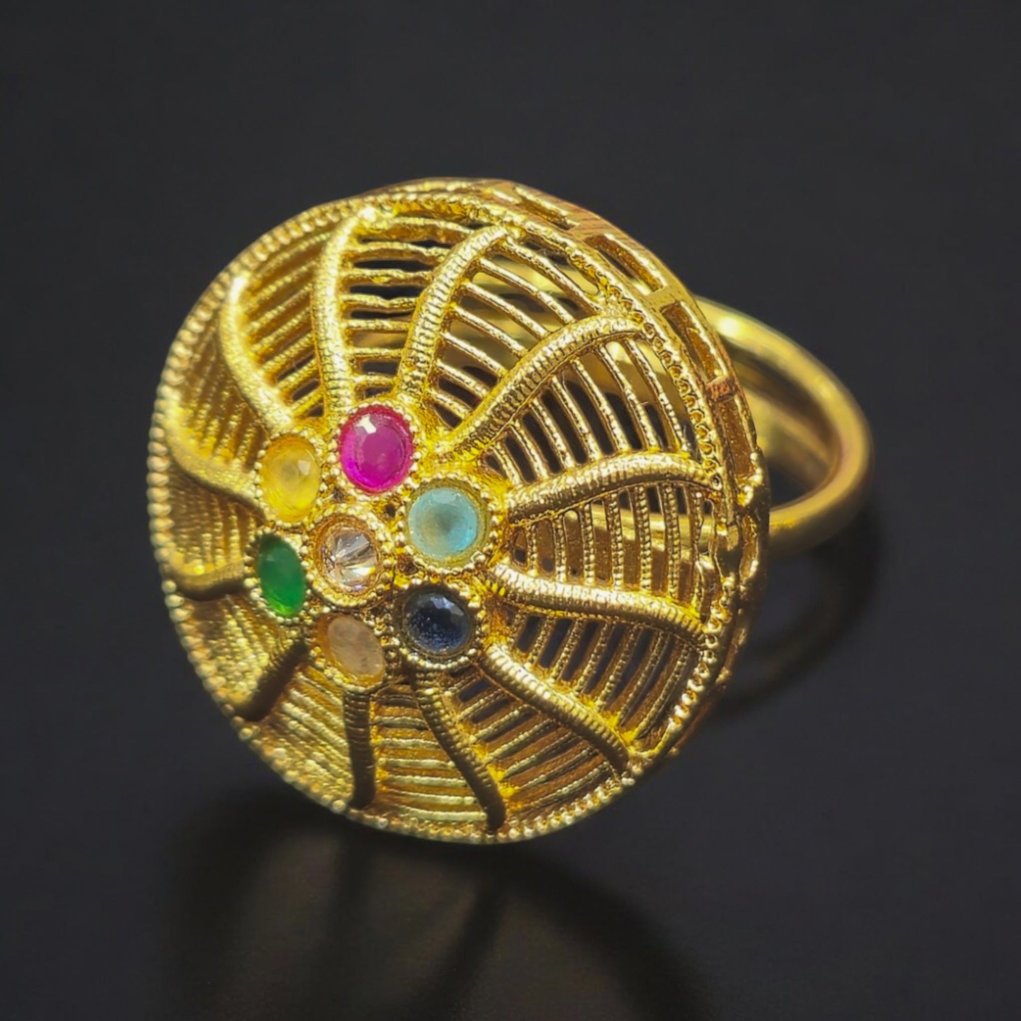 FW Multicolor Gold Plated Ring