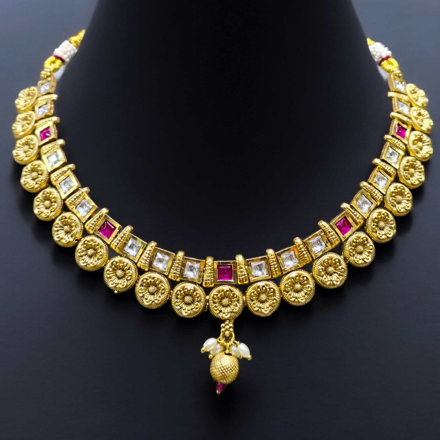 Kundan Gold Plated Antique Necklace Set