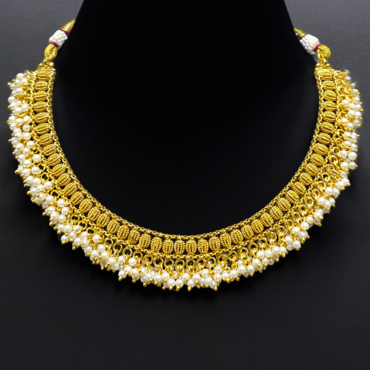 Pearl Gold Plated Antique Necklace Set