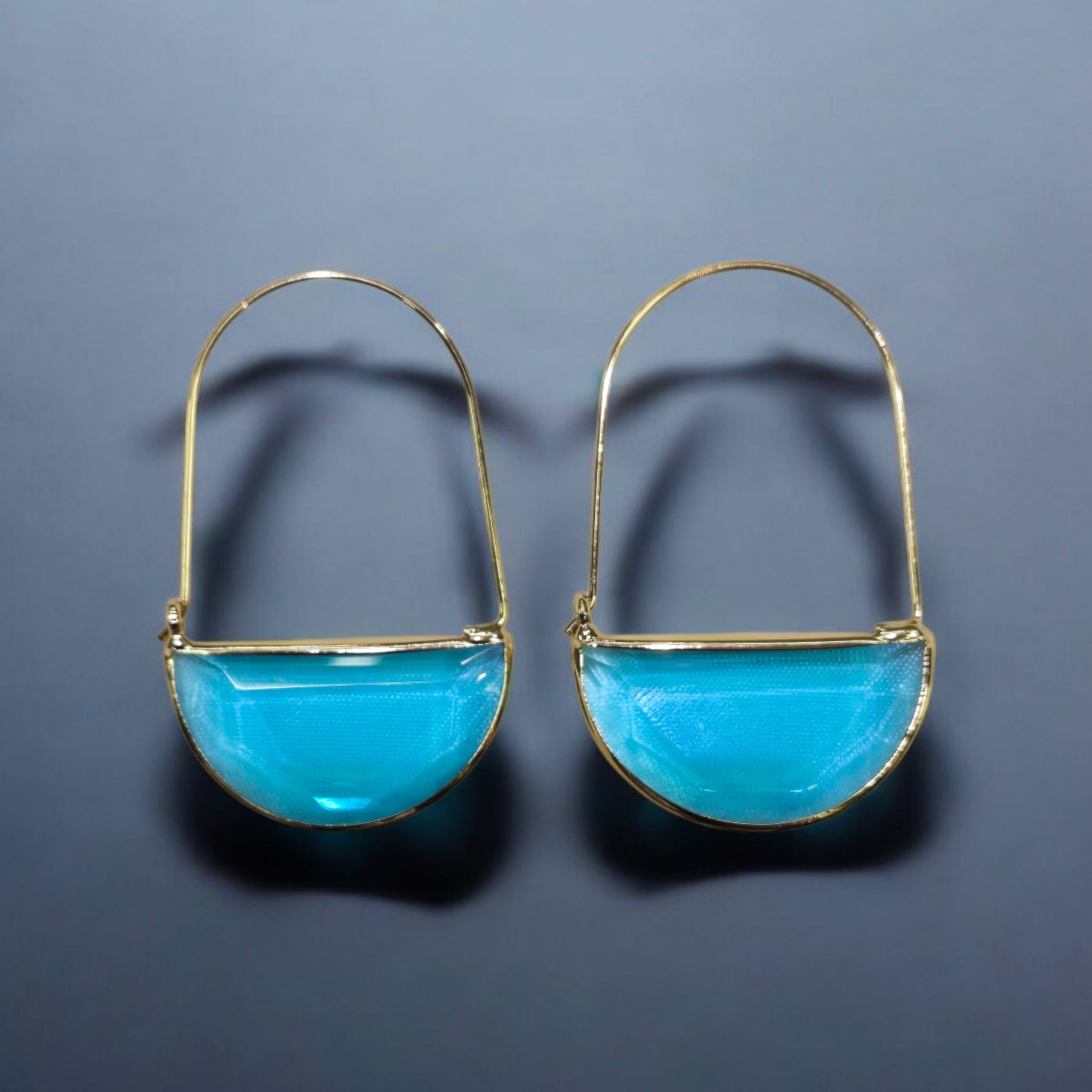 Aqua Blue Bag Design Western Earring