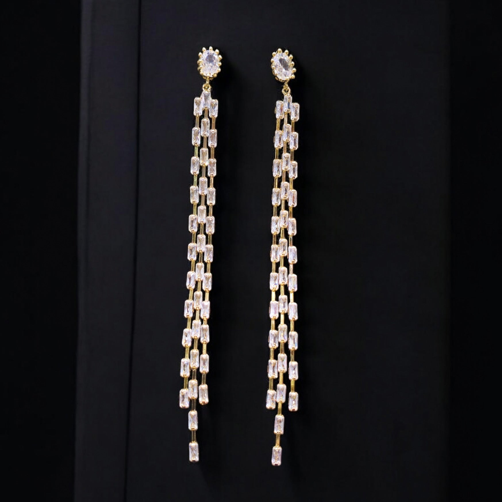 Korean Dangling AD Stone Earrings