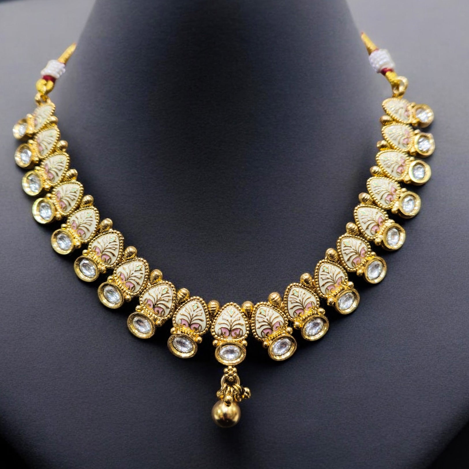 Kundan Antique Gold Plated Necklace with Earrings