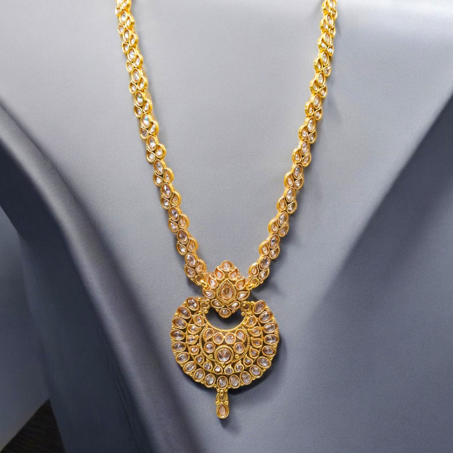 24Inch Long LCT Stone Gold Plated Necklace Set