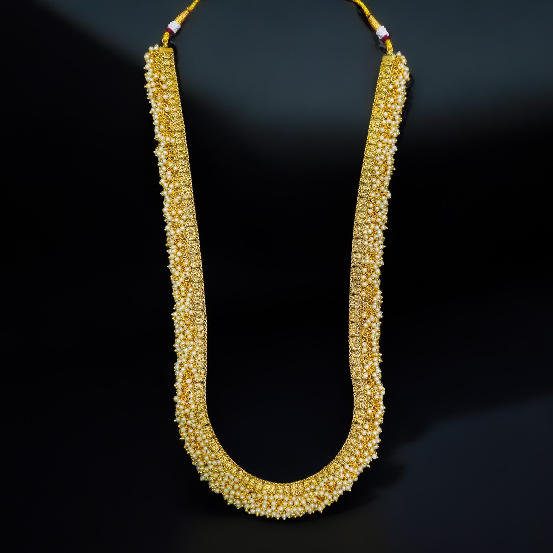 24Inch Long Pearl Gold Plated Necklace Set