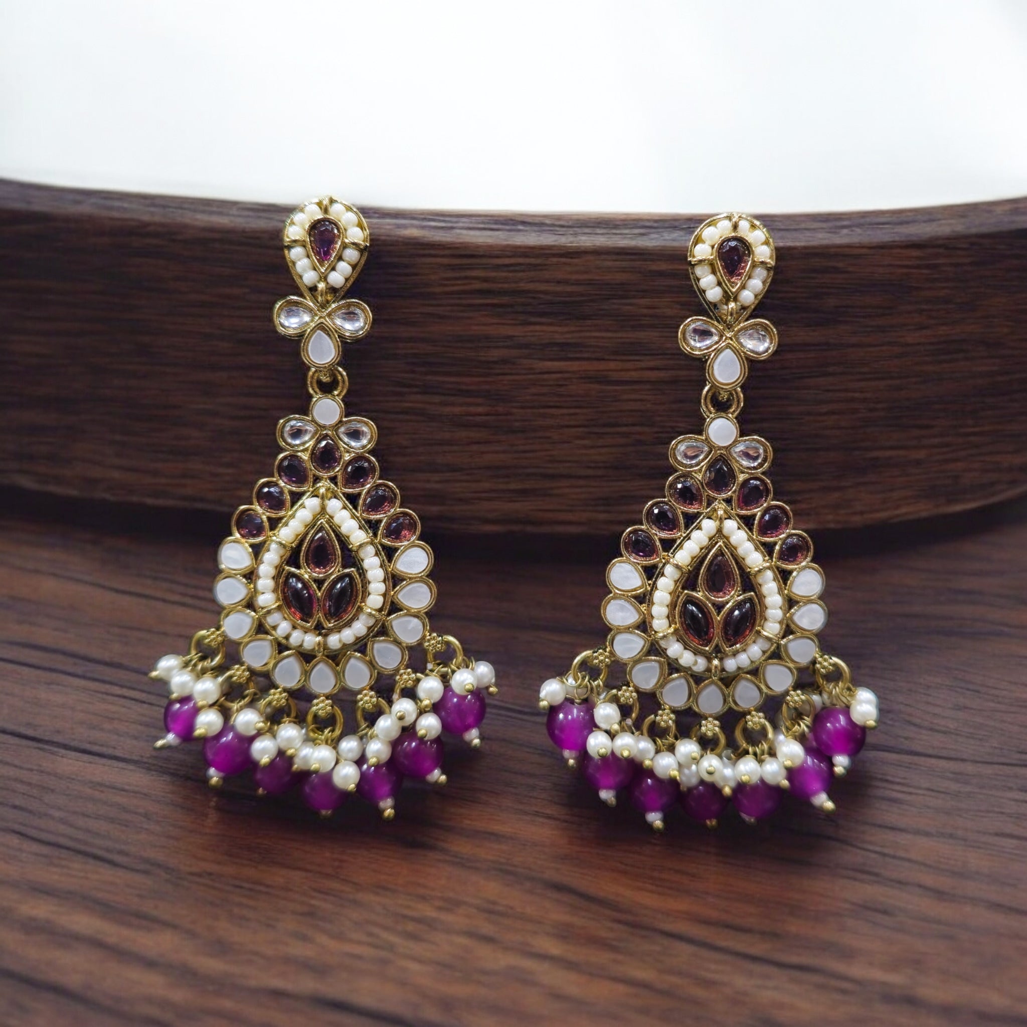 Purple Mehendi Plated Indo Western Earring