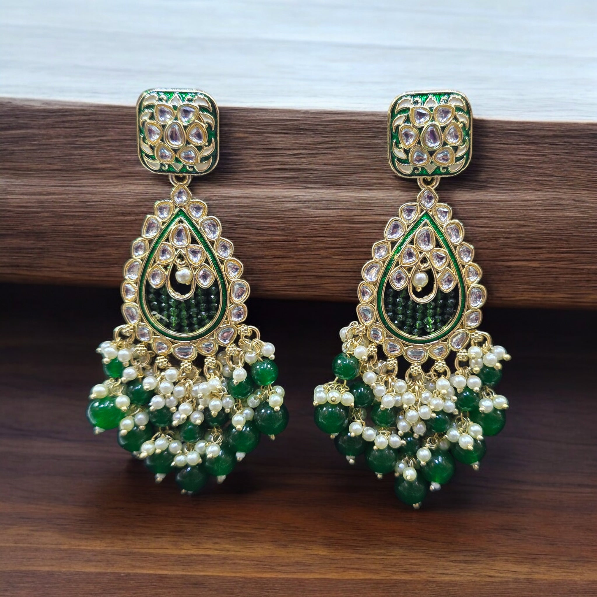 Green Indo Western Earring