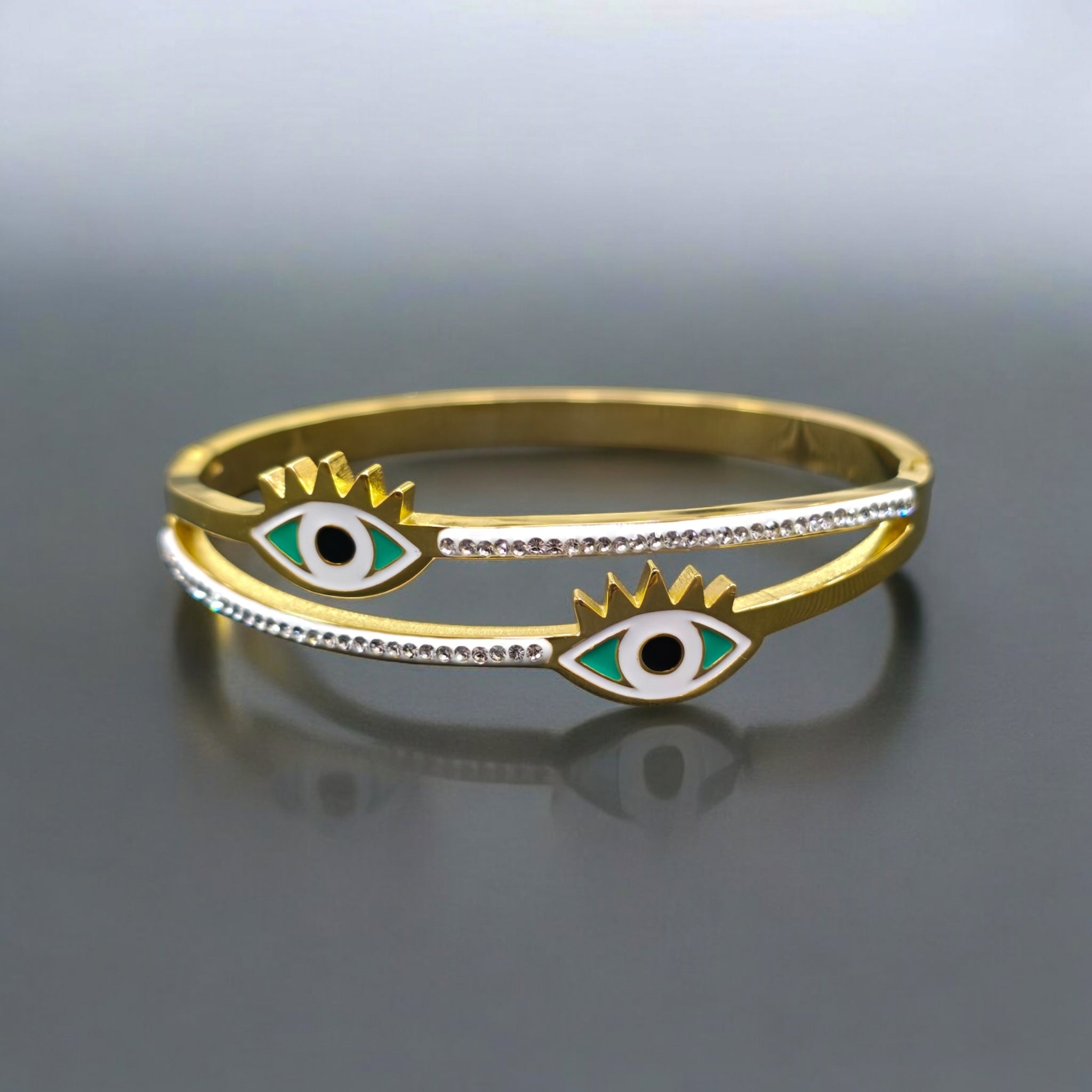 Green Evil Eye Golden Kada