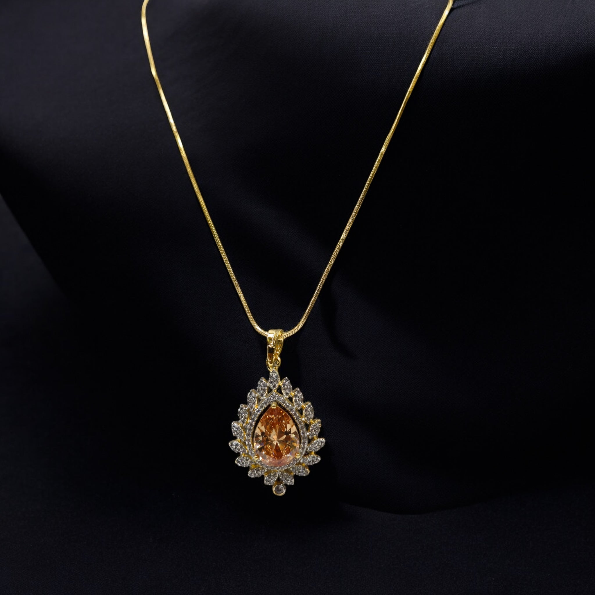 Rodo Stone CZ Gold Plated Pendant Set