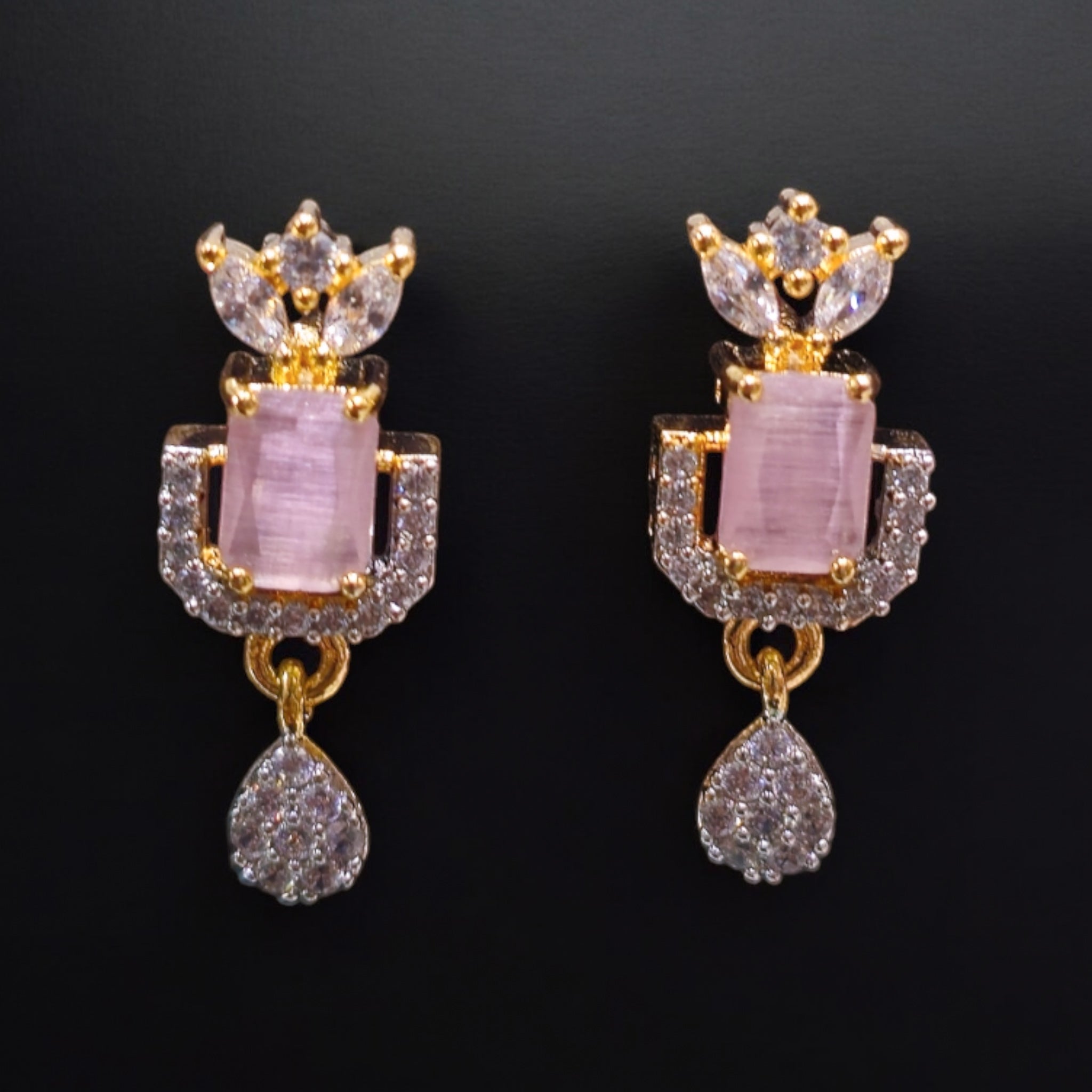 Pink CZ Gold Plated Pendant Set