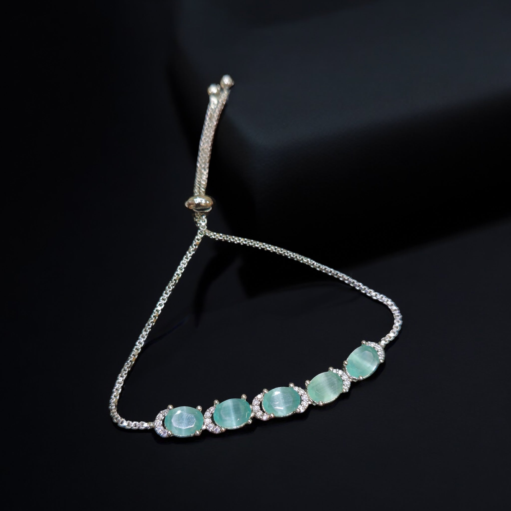 Mint AD Stone Rhodium Plated Bracelet