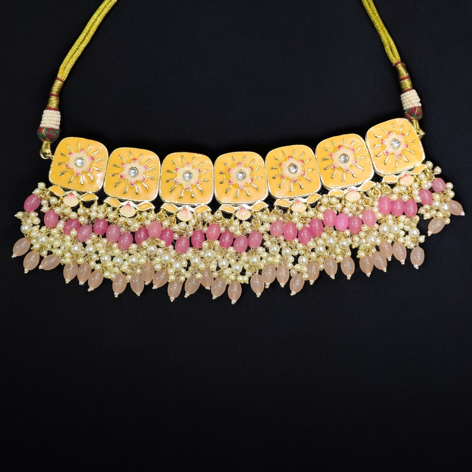 Peach - Pink Indo-Western Necklace Set