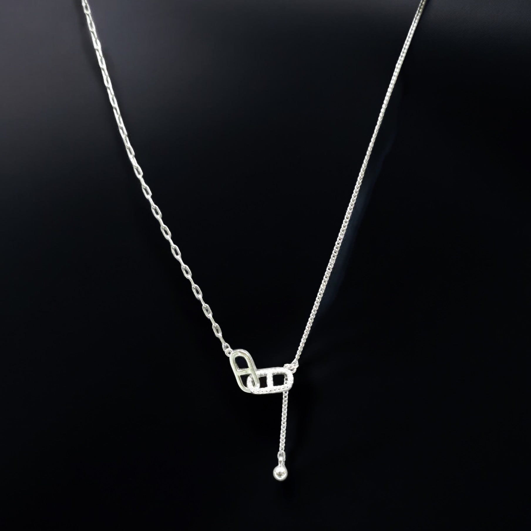 AD Stone Silver Chain Pendant