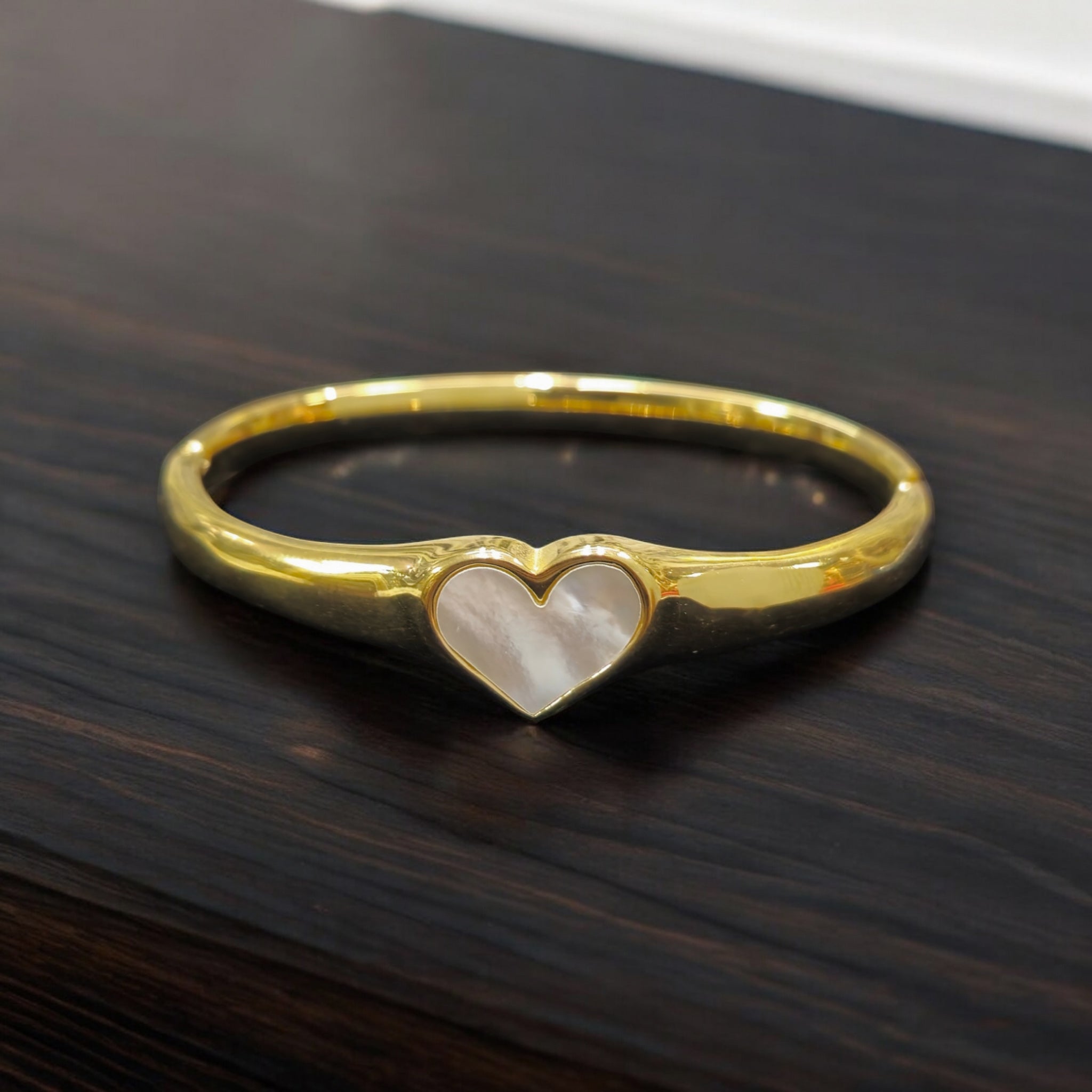 Mother Of Pearl Heart Golden Kada