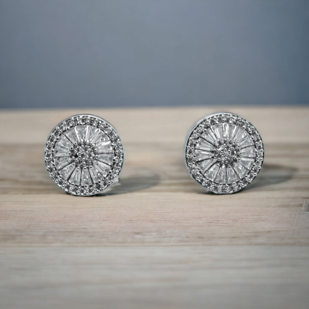 FW Luxury Rhodium Plated A D Stone Stud