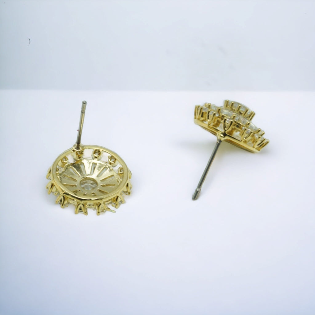 FW Luxury A D Stone Gold Plated Stud Earring