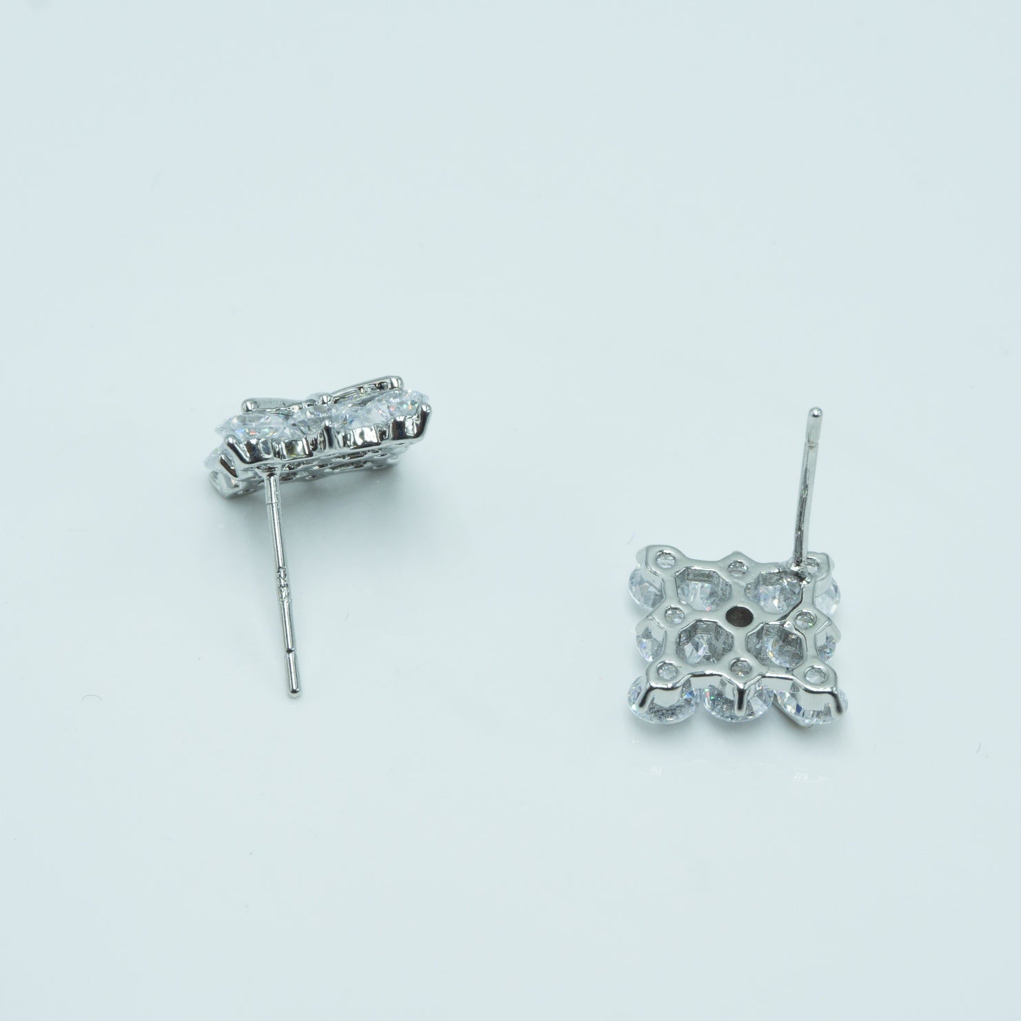 FW Premium Rhodium Plated A D Stone Stud