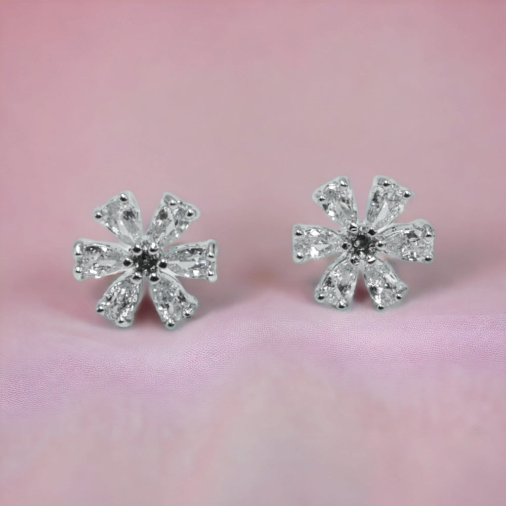 FW Premium Rhodium Plated A D Stone Stud