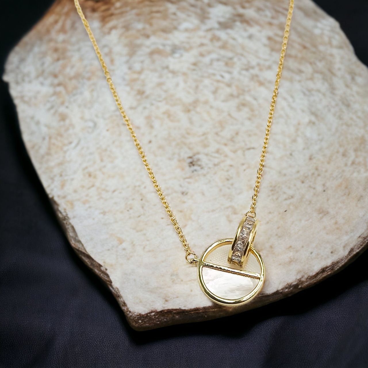 FW Gold Plated A D Stone Chain pendant